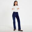 Pantalon bootcut taille haute velours bleu marine femme