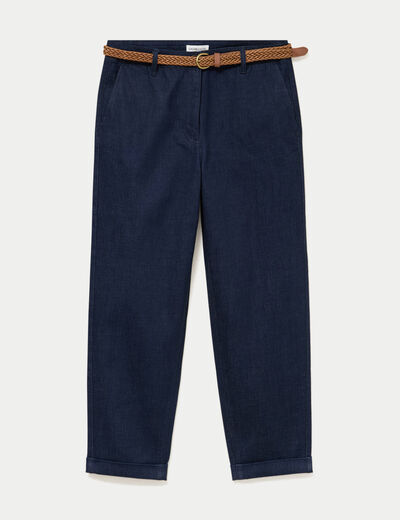 Jeans chino avec ceinture denim brut femme