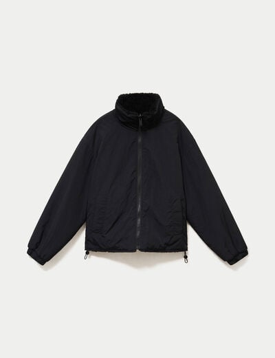 Veste r&eacute;versible effet polaire noir femme