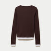 T-shirt 2-en-1 col rond manches longues marron fonc&eacute; femme