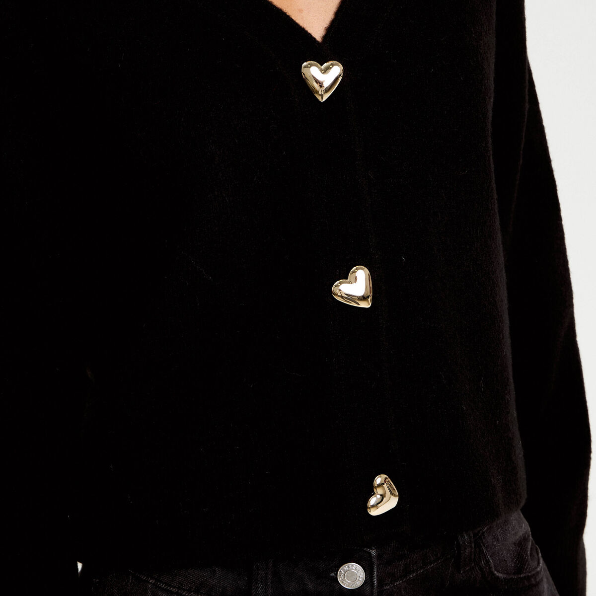 Gilet boutons coeur noir femme