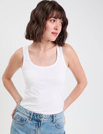 D&eacute;bardeur bretelles larges blanc femme