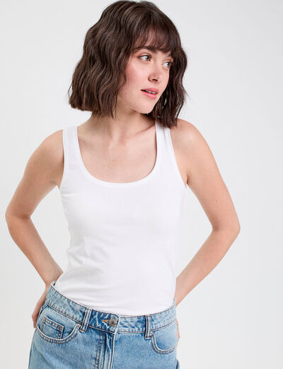 Débardeur bretelles larges blanc femme