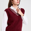 Pull 2-en-1 col en V rouge foncé femme