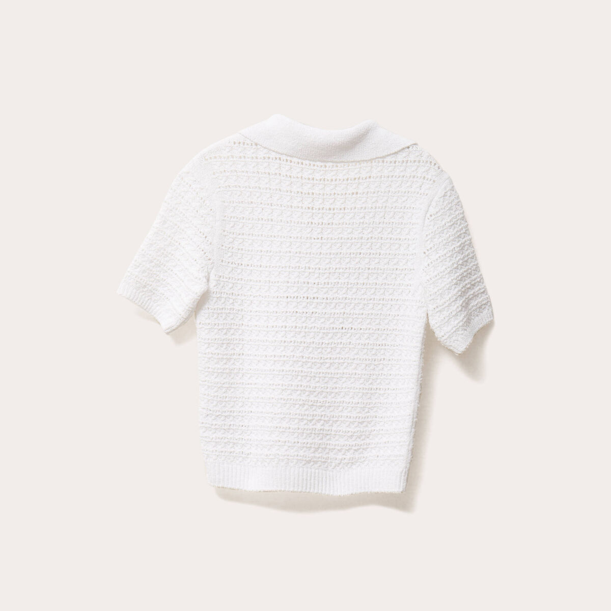 Polo manches courtes ajouré blanc femme