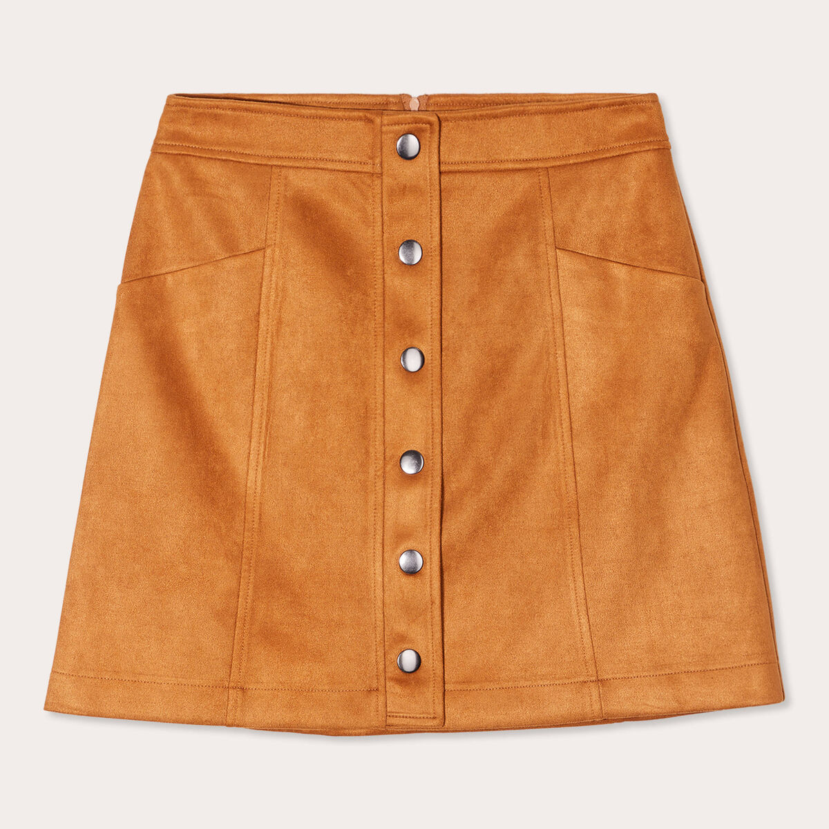 Jupe trapèze suédine camel femme