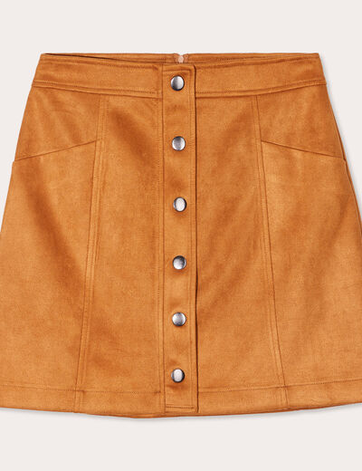 Jupe trapèze suédine camel femme