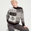 Pull col montant et sequins ecru femme
