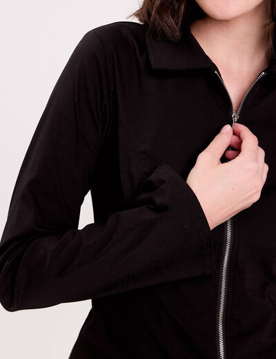 Chemise courte bas resserr&eacute; noir femme