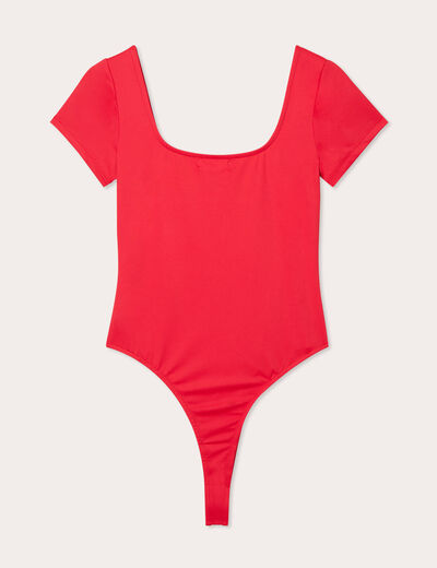 Body encolure carrée rouge femme