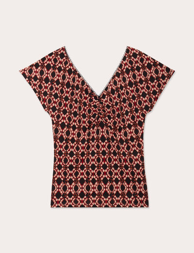 Blouse manches courtes rouge femme