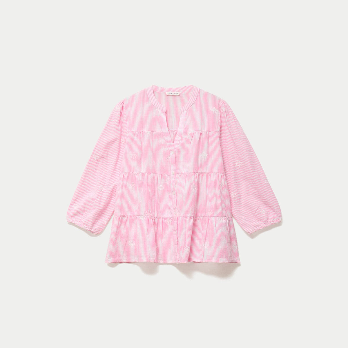 Chemise droite manches 3/4 rose femme