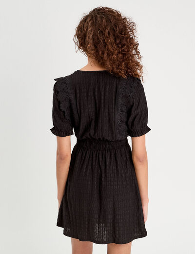 Robe évasée dentelle noir femme