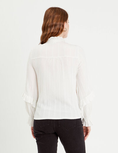 Chemise manches longues volants ecru femme