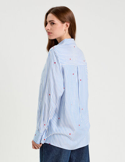 Chemise manches longues bleu femme