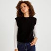 D&eacute;bardeur col rond avec sequin noir femme
