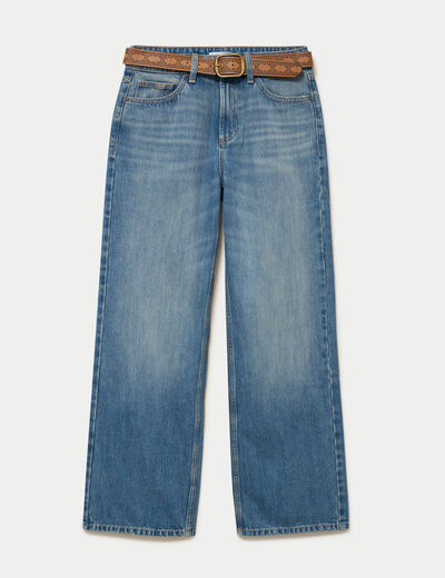 Jean wide leg ceinture amovible denim dirty femme