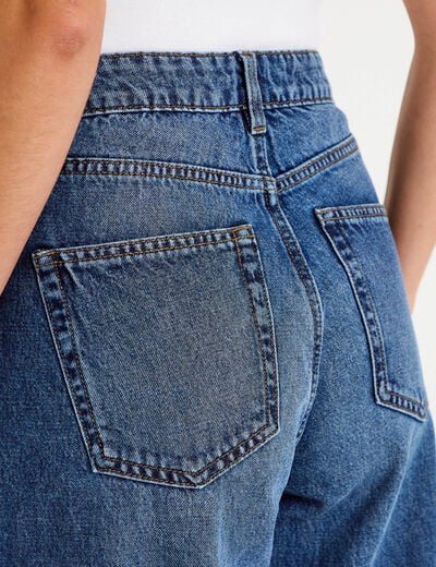 Jean wide leg taille haute Petite bleu fonc&eacute; femme