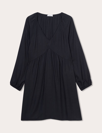 Robe évasée manches longues noir femme