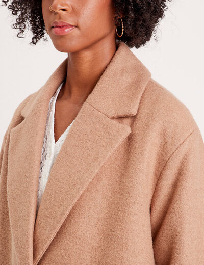 Manteau long oversize camel femme