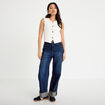 Gilet sans manches cropped ecru femme