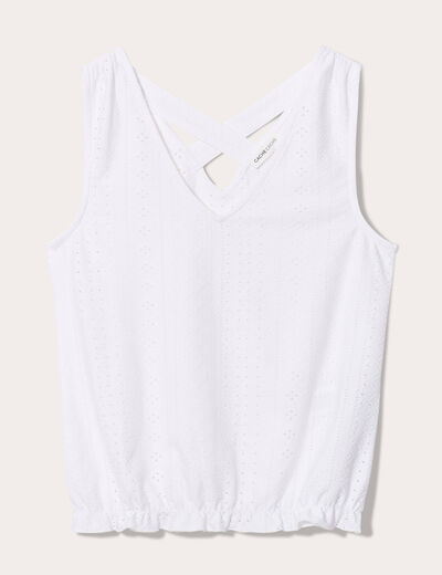 Débardeur broderie anglaise ecru femme