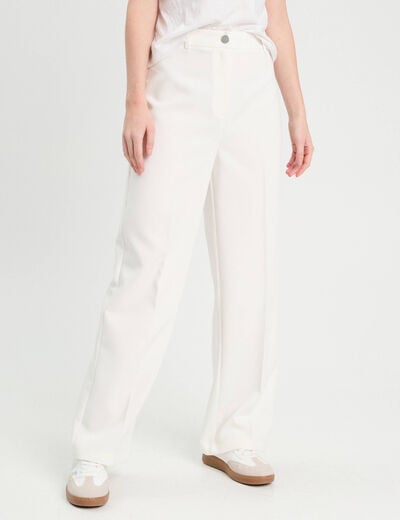 Pantalon city large ecru femme