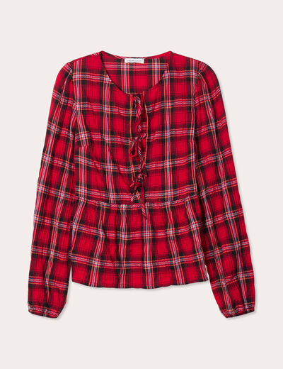 Blouse avec noeuds rouge femme