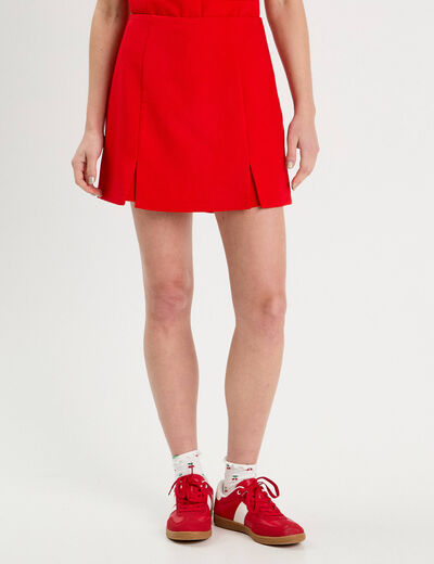Jupe-short droite fentes rouge femme
