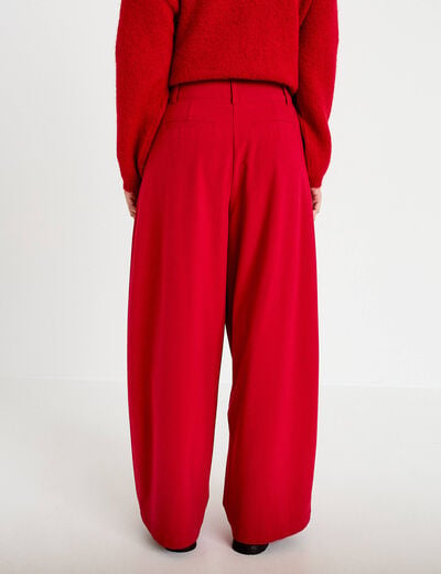 Pantalon barrel taille standard rouge femme