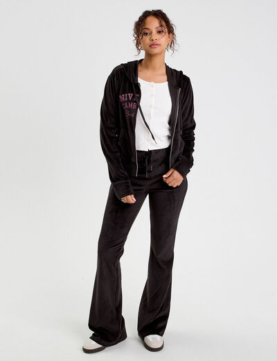 Pantalon bootcut velours noir femme