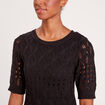 Robe pull évasée ajourée noir femme