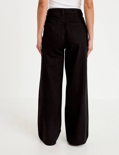 Jean wide leg taille haute Petite denim noir femme