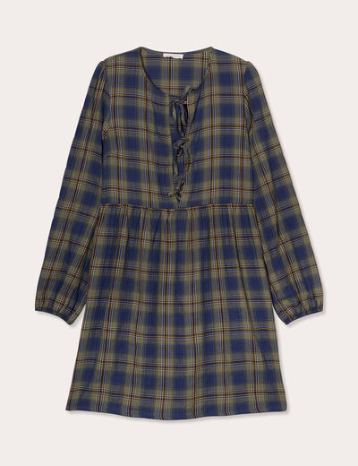 Robe évasée avec noeuds vert kaki femme