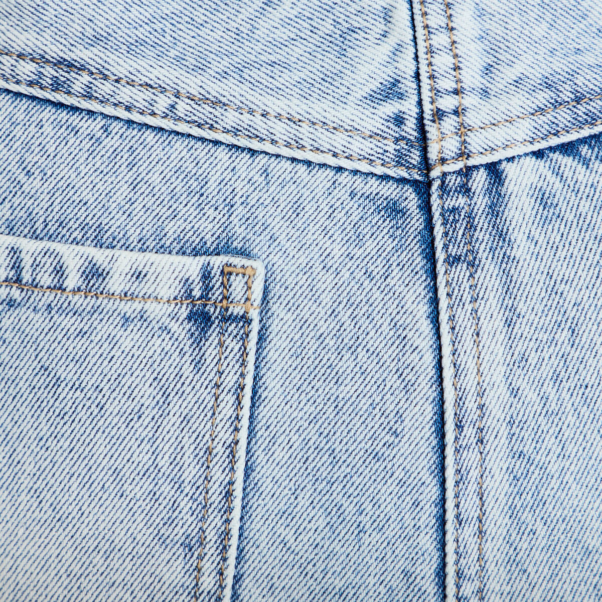 Jupe-short droite en jean denim bleach femme