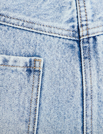 Jupe-short droite en jean denim bleach femme