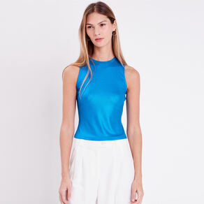 debardeur cropped cotele bleu femme Débardeur cropped côtelé bleu femme