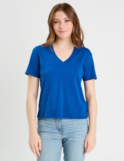 T-shirt manches courtes bleu electrique femme