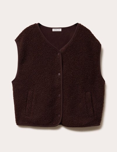 Gilet sans manches effet polaire marron fonc&eacute; femme