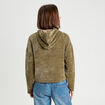 Sweat &agrave; capuche vert kaki femme