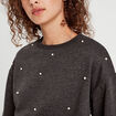 Sweat oversize avec perles gris foncé femme