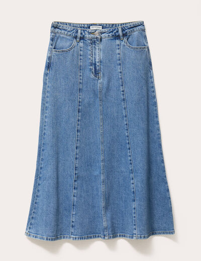 Jupe midi trapèze en jean denim double stone femme