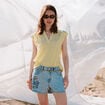 Short en jean avec broderie denim bleach femme