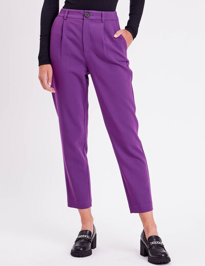 Pantalon city carotte violet foncé femme