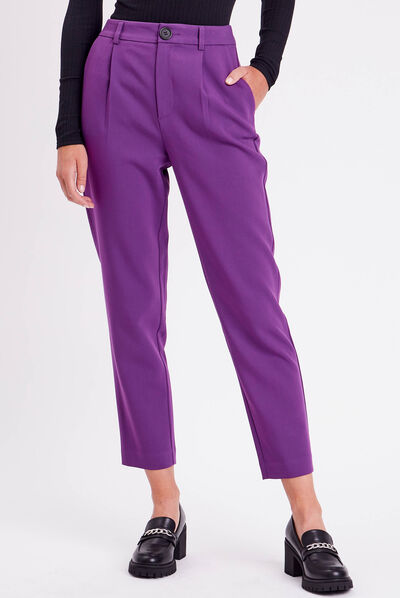 Pantalon city carotte violet foncé femme