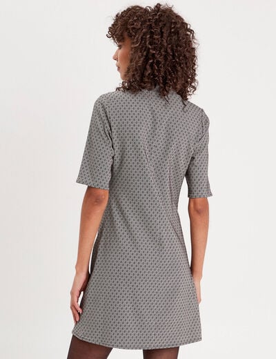 Robe droite col montant zippé noir femme