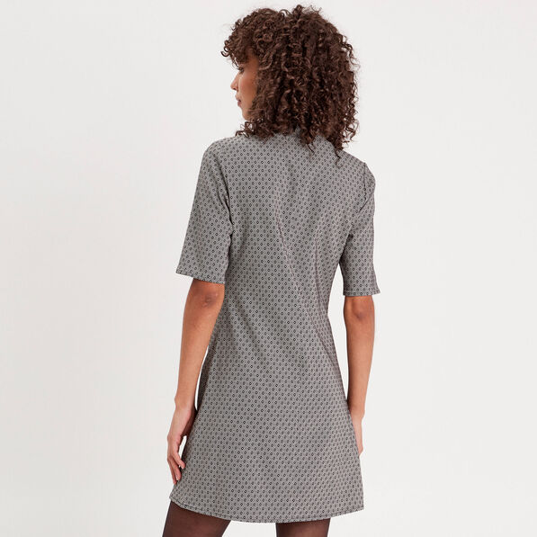 robe droite col montant zippe noir femme Robe droite col montant zippé noir femme