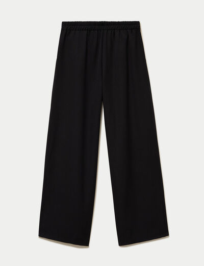 Pantalon large taille haute noir femme