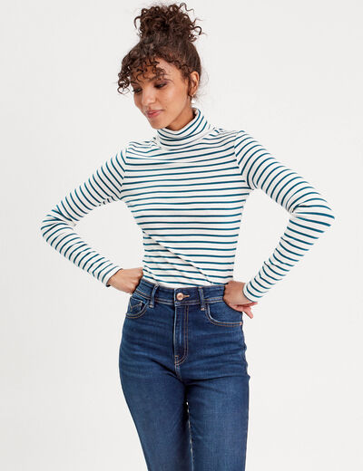 T-shirt col roulé blanc femme