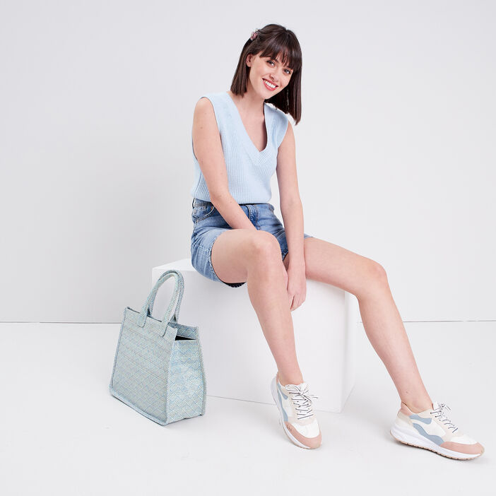 Bermuda droit en jean denim double stone femme